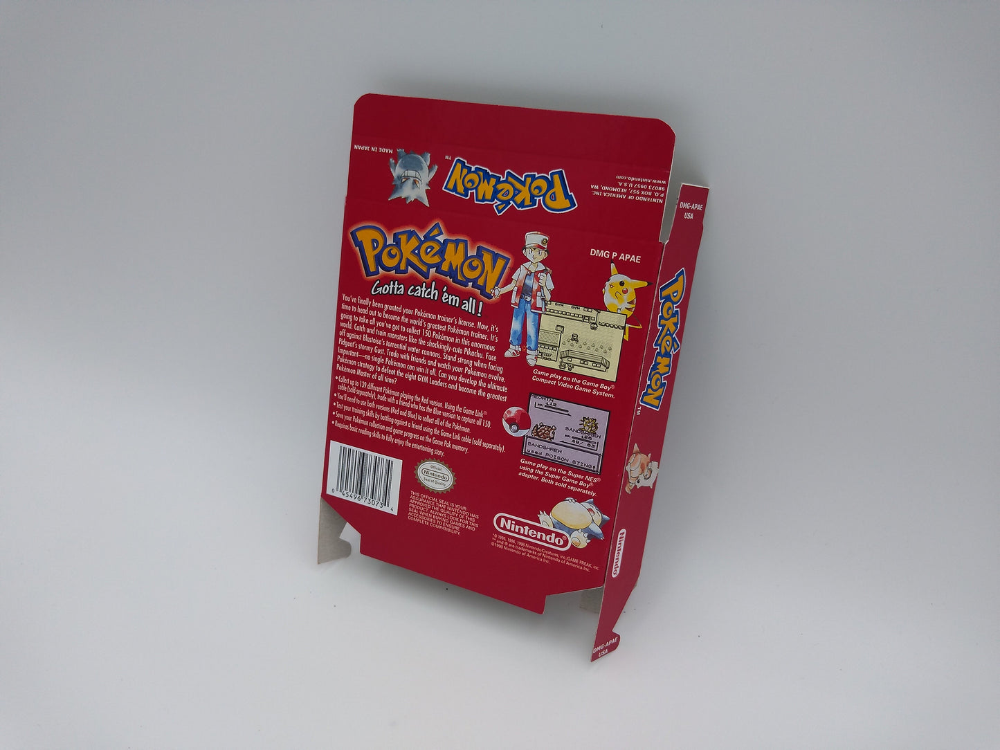 Pokemon Red - Replacement Box, Manual, Tray - NTSC, PAL or Australian Pal region - Game Boy/ GB - thick cardboard. Top Quality !!