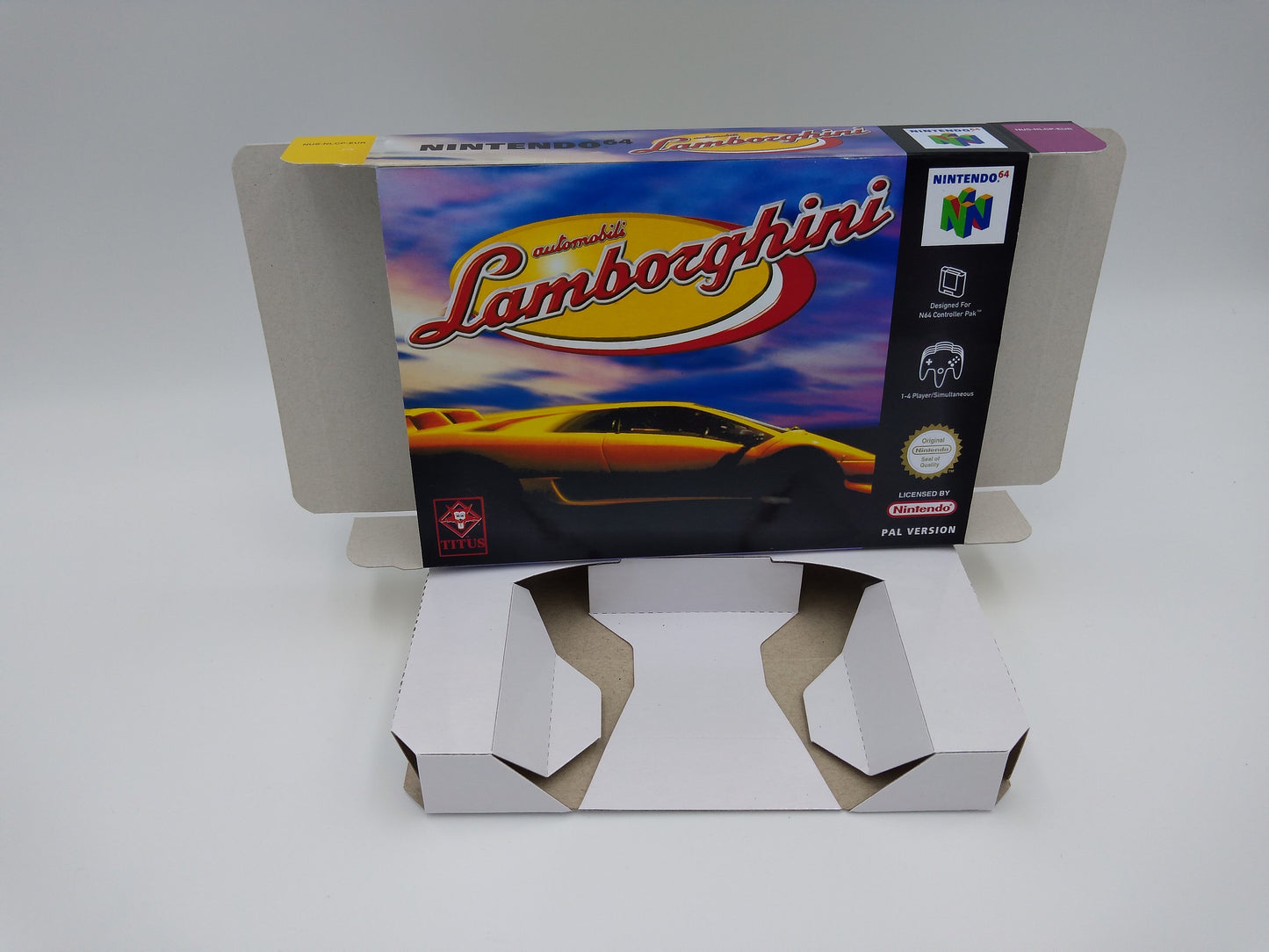 Automobili Lamborghini - box with inner tray option - NTSC, PAL or Australian PAL - Nintendo 64/ N64 - thick cardboard as in the original.