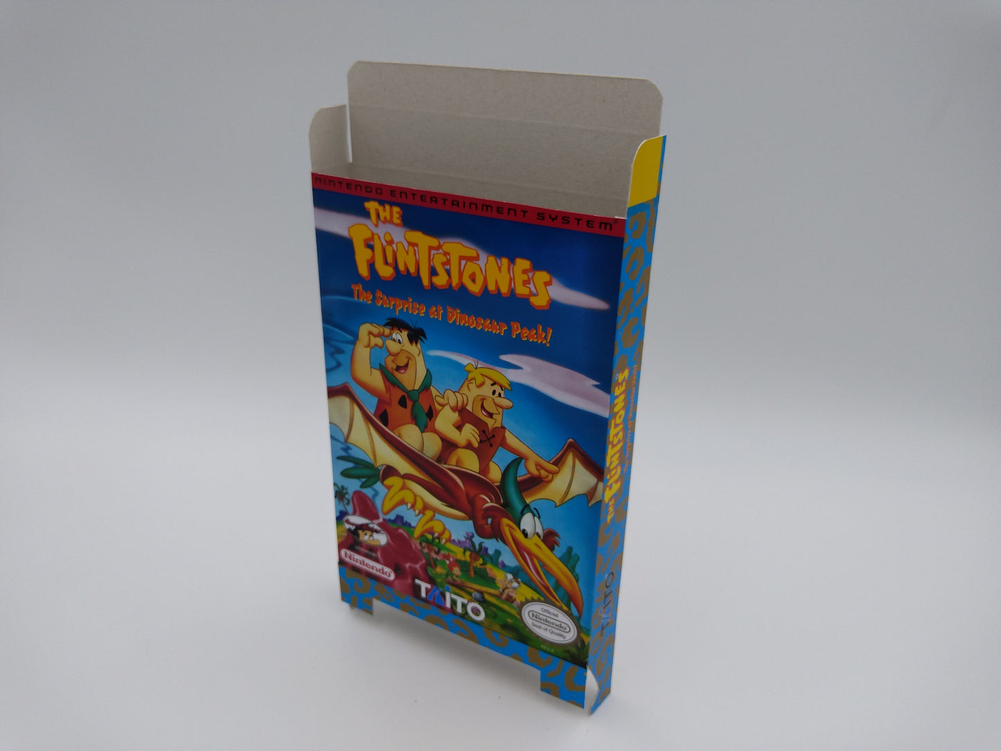The Flintstones: The Surprise at Dinosaur Peak, The - PAL or NTSC - NES - Box Replacement, Dust Cover, Block - thick cardboard. Top Quality !!