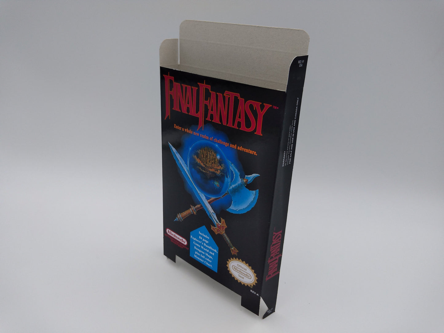 Final Fantasy - NES - NTSC or PAL - Box Replacement, Manual, Map, Dust Cover, Block. Top Quality !