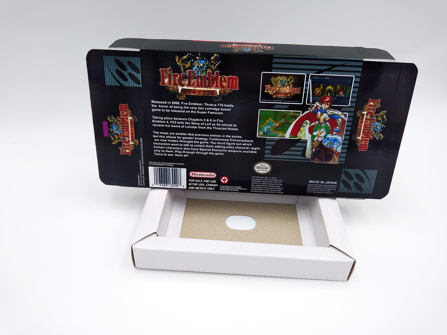 Fire Emblem: Thracia 776 - NTSC or PAL - box with inner tray option - SNES - thick cardboard as in the original. Top Quality !!