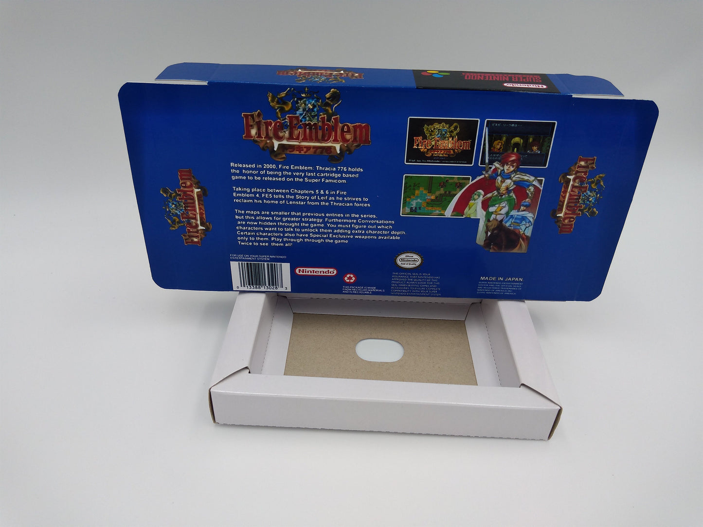 Fire Emblem: Thracia 776 - NTSC or PAL - box with inner tray option - SNES - thick cardboard as in the original. Top Quality !!