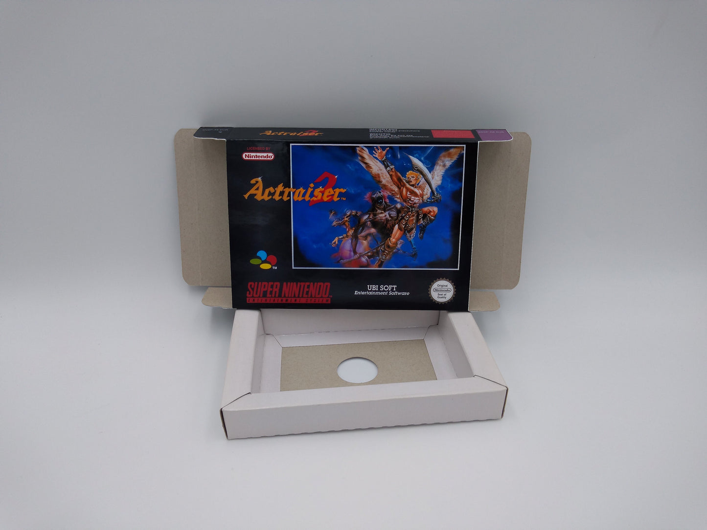 Act Raiser 2 - box with inner tray option - PAL or NTSC - SNES - thick cardboard as in the original.