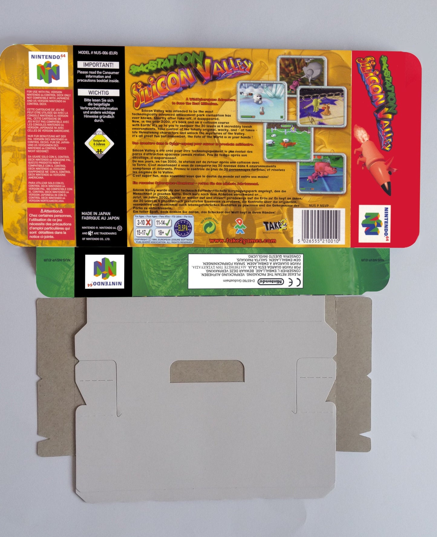 Space Station Silicon Valley - box with insert option - PAL or NTSC - Nintendo 64 - thick cardboard. Top Quality !!
