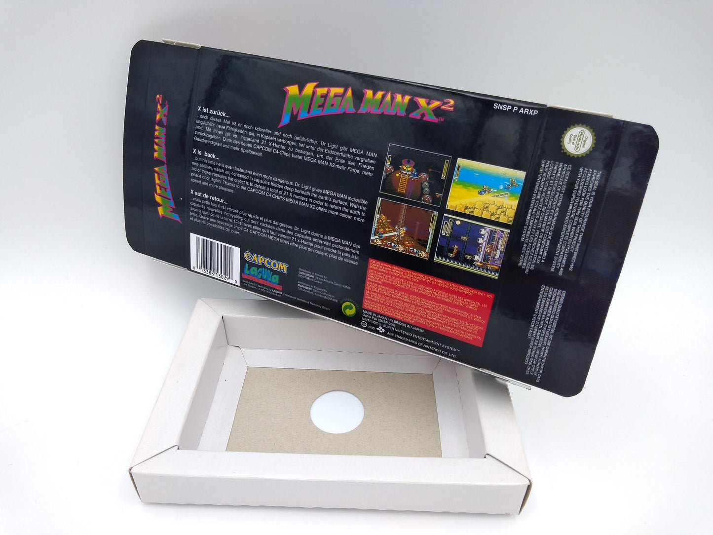 Mega Man X2 - box with inner tray option - PAL or NTSC region - Super Nintendo/ SNES- thick cardboard.