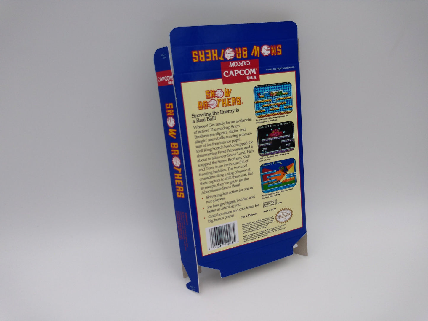 Snow Brothers - Box Replacement, Dust Cover, Block - NES - thick cardboard as in the original.