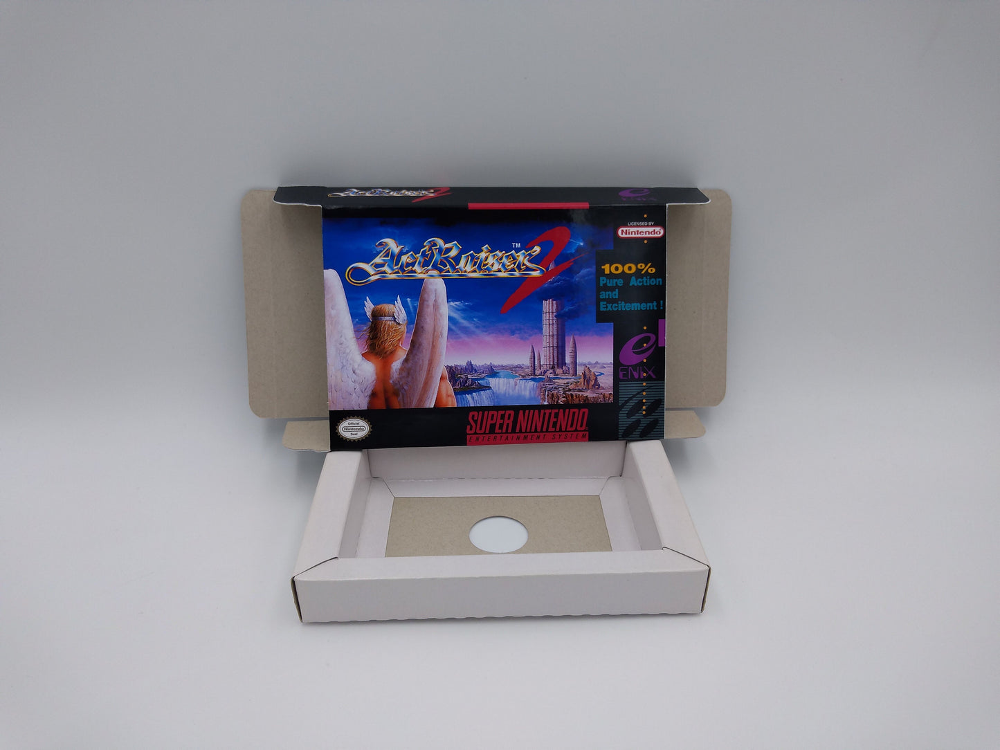 Act Raiser 2 - box with inner tray option - PAL or NTSC - SNES - thick cardboard as in the original.