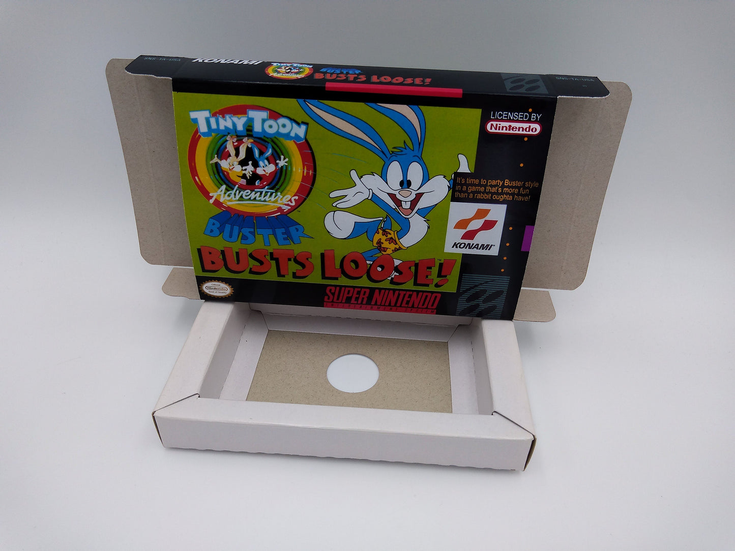 Tiny Toon Adventures: Buster Busts Loose! - box with inner tray option - NTSC or PAL - SNES - thick cardboard as in the original.