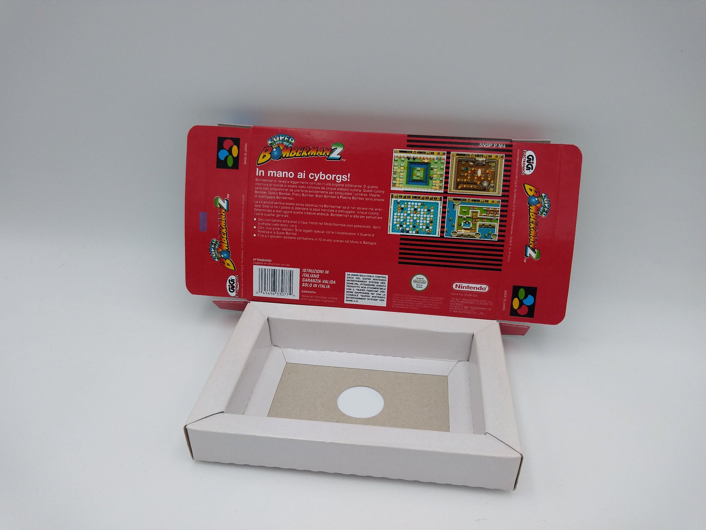 Super Bomberman 2 - box with inner tray option - Super Nintendo/ SNES- thick cardboard.