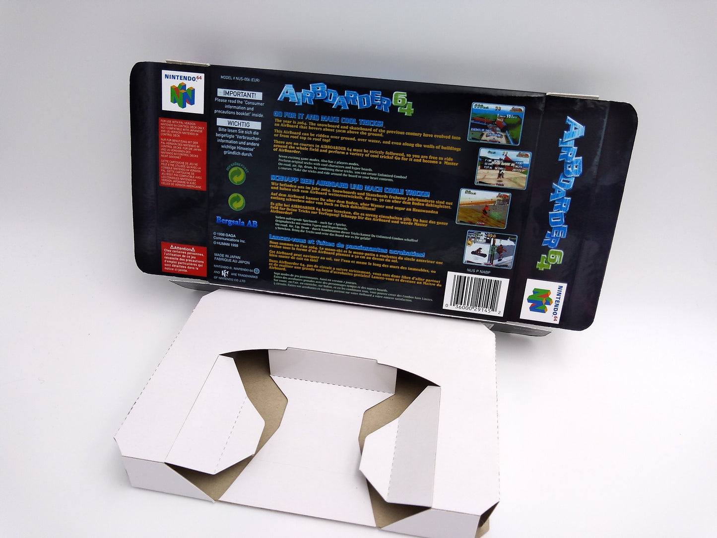 Air Boarder - box with inner tray option - PAL - Nintendo 64/ N64 - thick cardboard as in the original. Top Quality !!