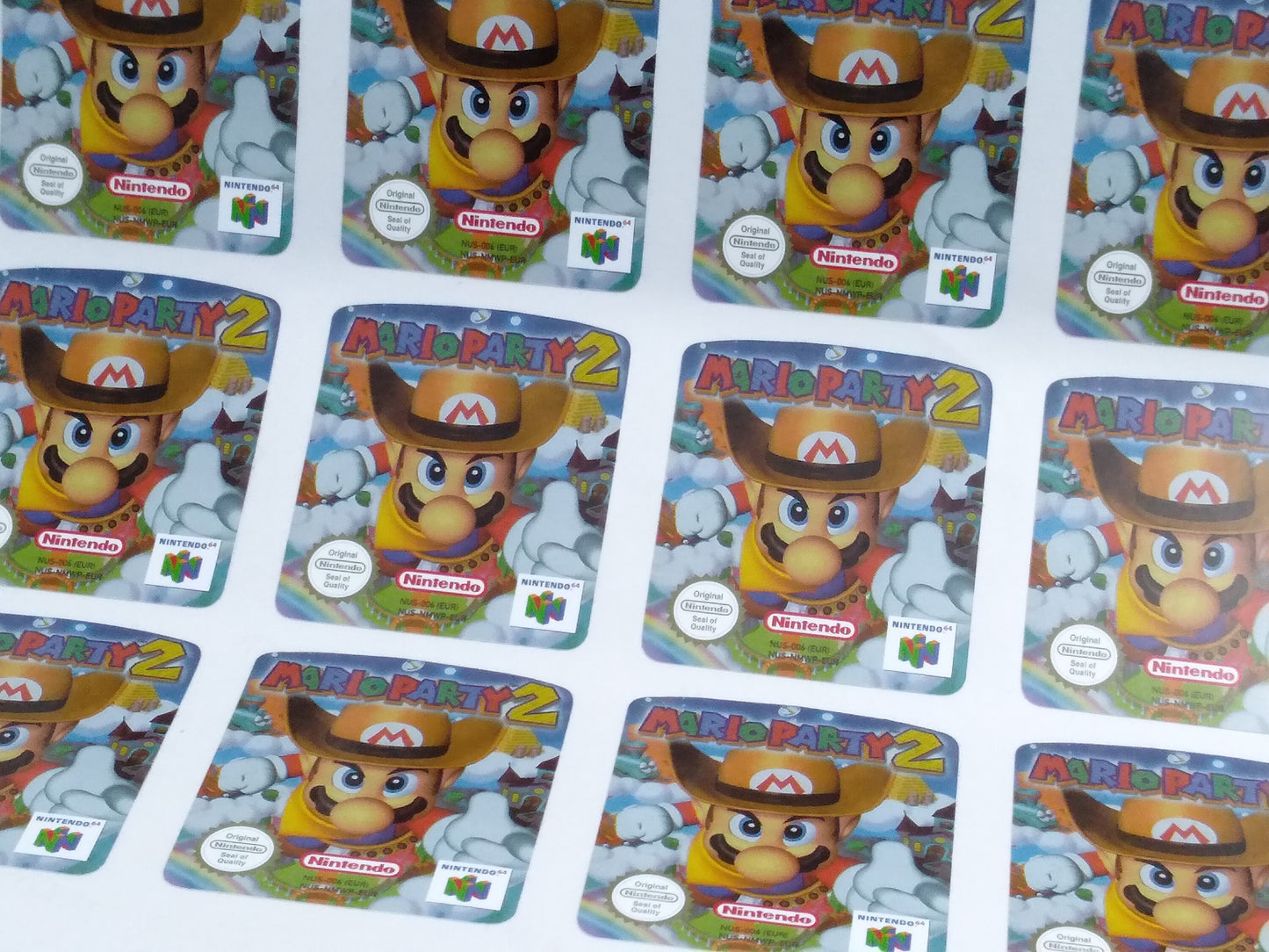 Mario Party 2 - Label/ Sticker for Nintendo 64 cartridge - replacement.