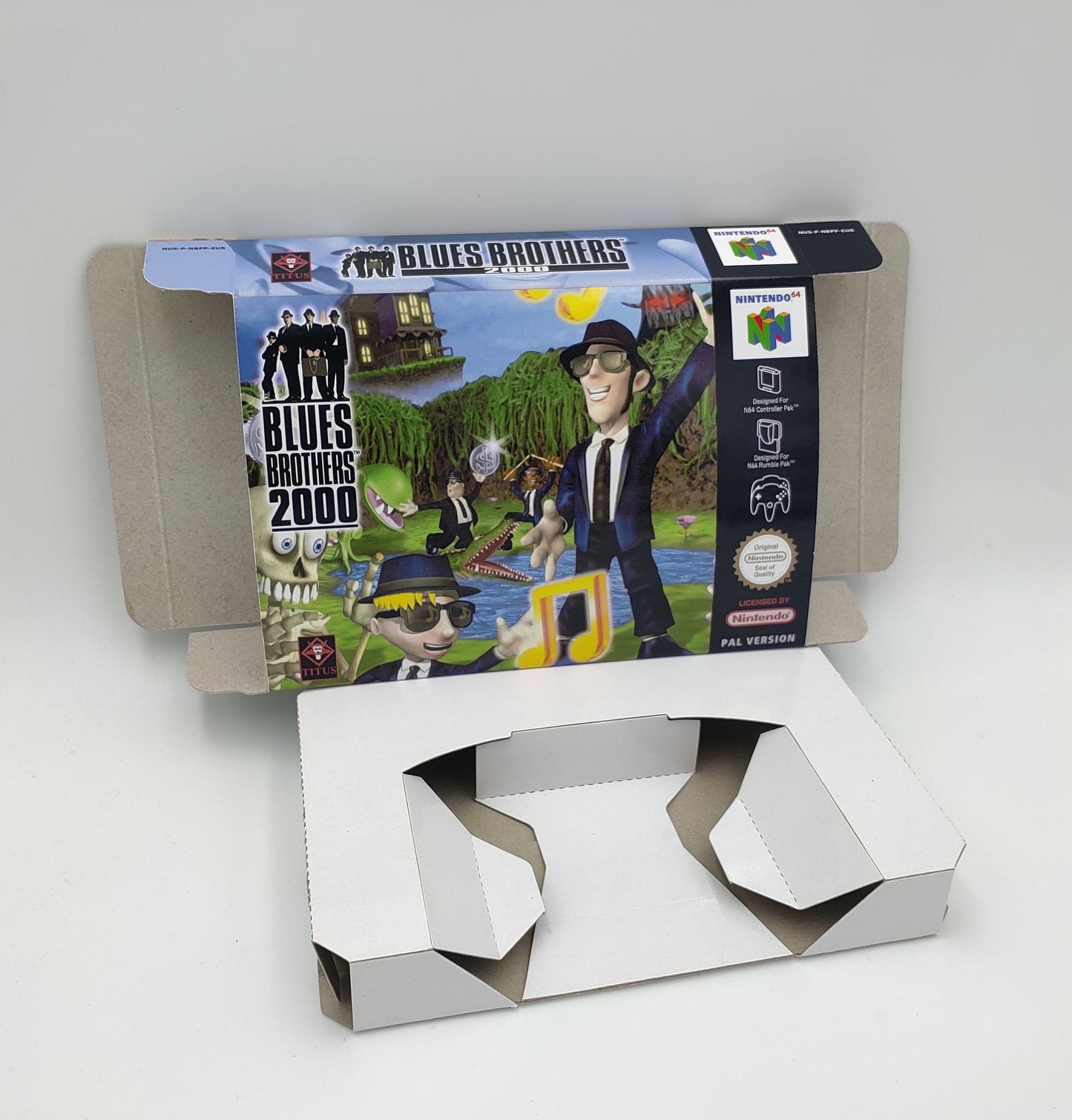 Blues Brothers 2000 - box with inner tray option - NTSC, PAL or Australian PAL - Nintendo 64/ N64 - thick cardboard as in the original.