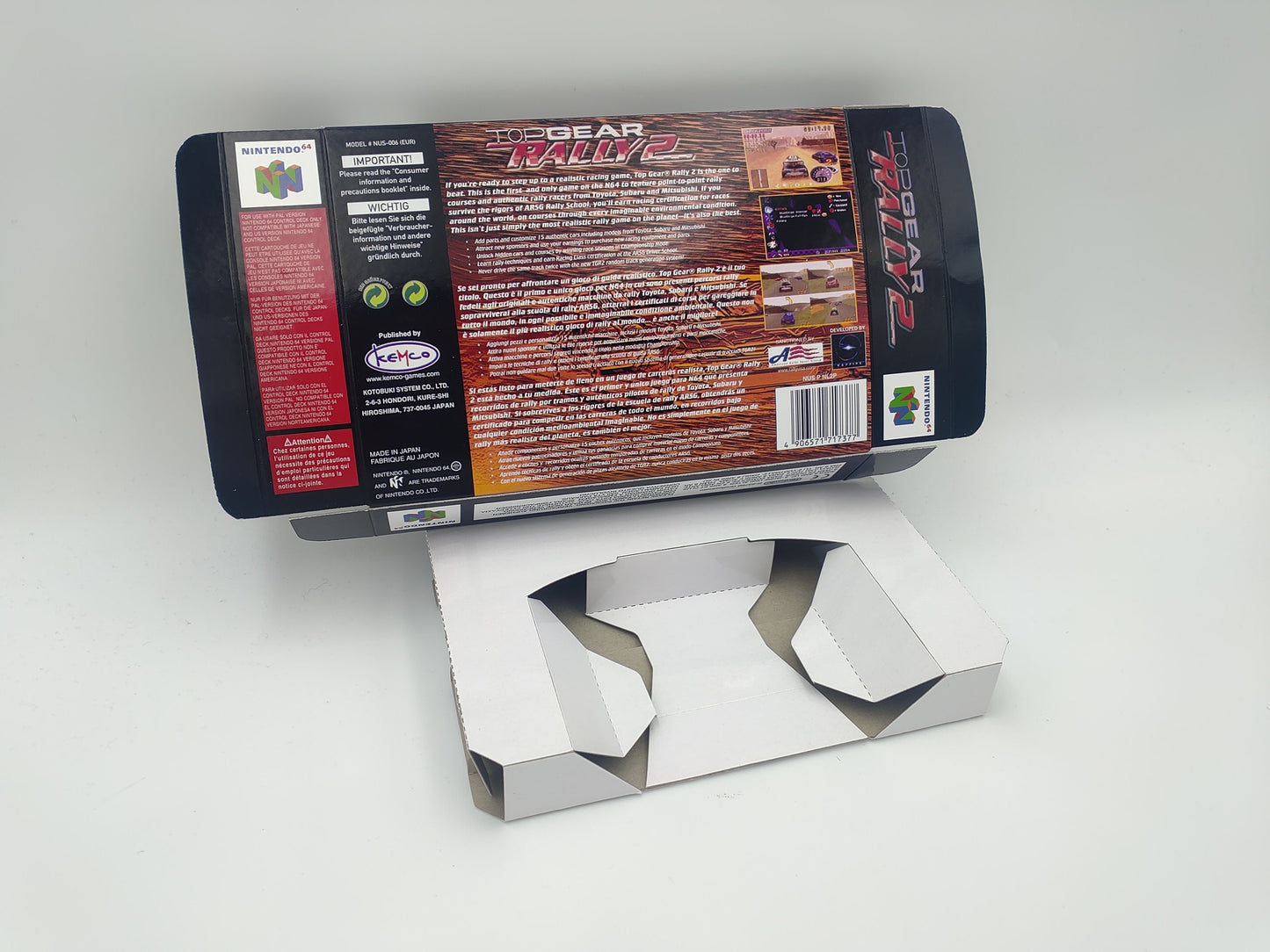 Top Gear Rally 2 - box with inner tray option - NINTENDO 64/ N64 - thick cardboard as in the original. Top Quality !!