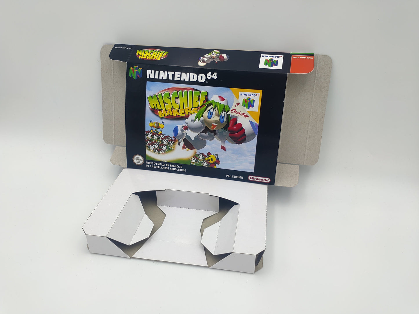 Mischief Makers - box with inner tray option - PAL or NTSC - Nintendo 64 - thick cardboard. Top Quality !!