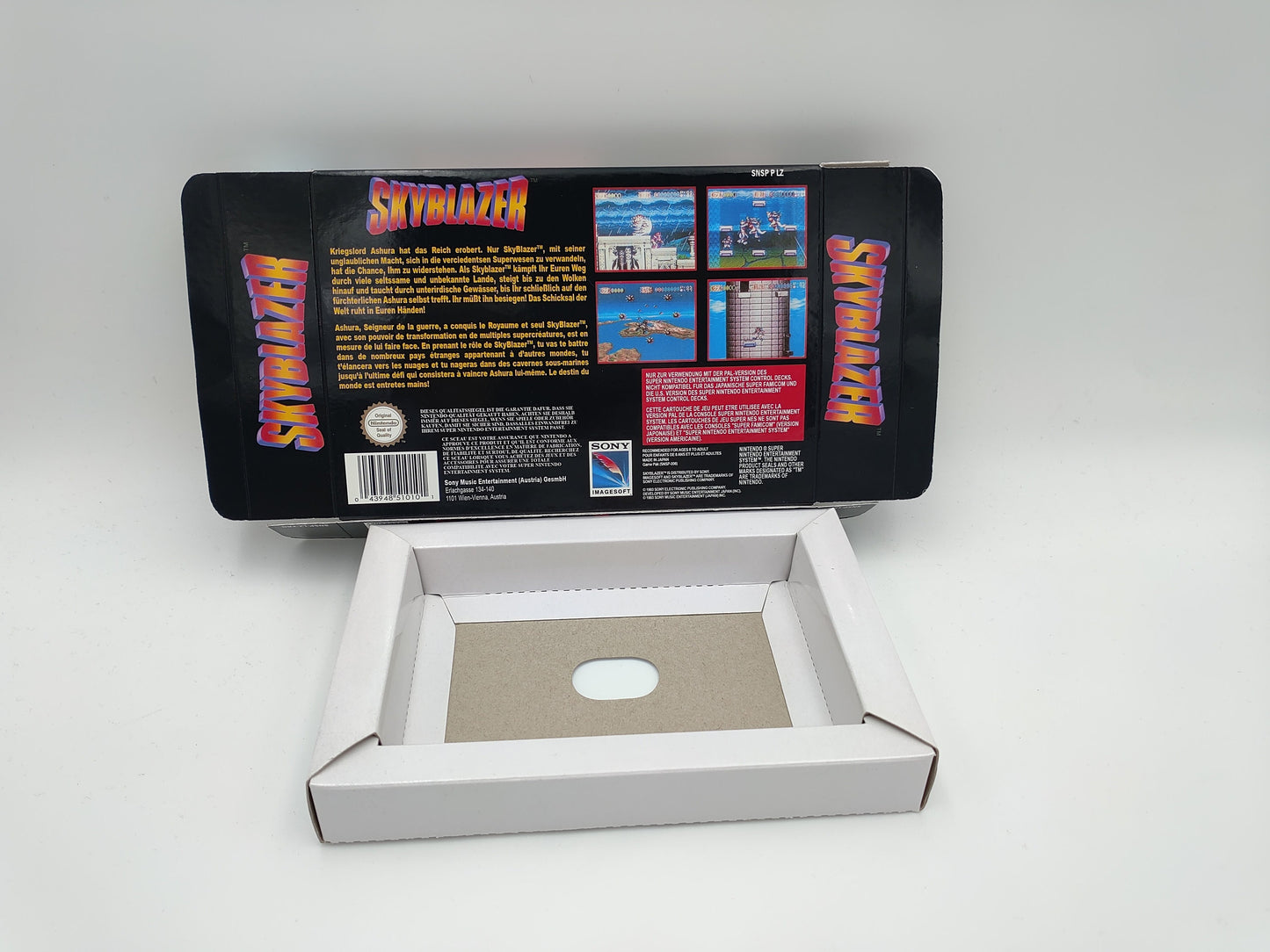 Skyblazer - box with inner tray option - SNES - thick cardboard as in the original. Top Quality !