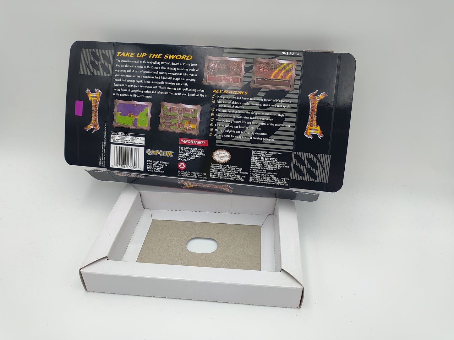 Breath of Fire 2 - box with inner tray option - NTSC or PAL - SNES - thick cardboard as in the original. Top Quality !!