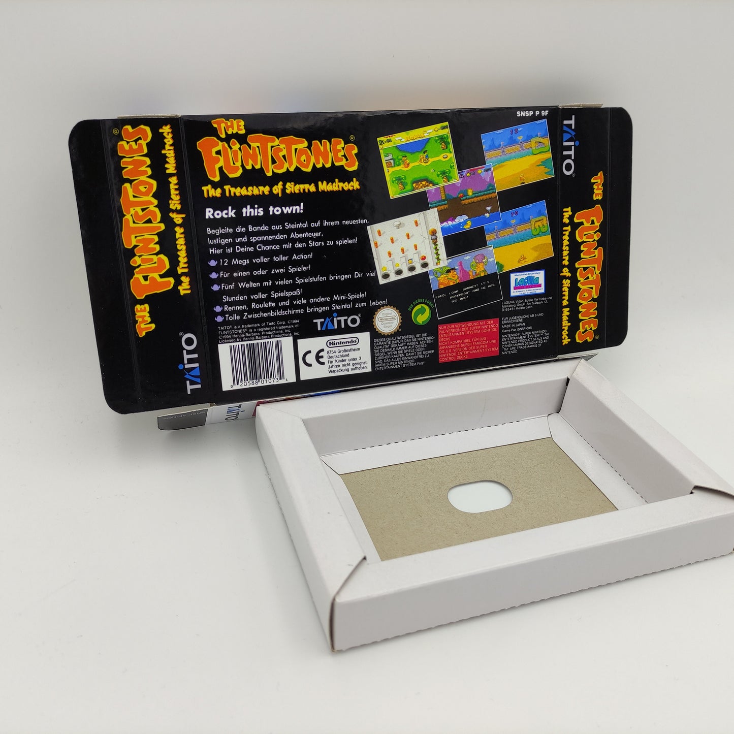 The Flintstones: The Treasure of Sierra Madrock - box with inner tray option - Super Nintendo/ SNES- thick cardboard. HQ !