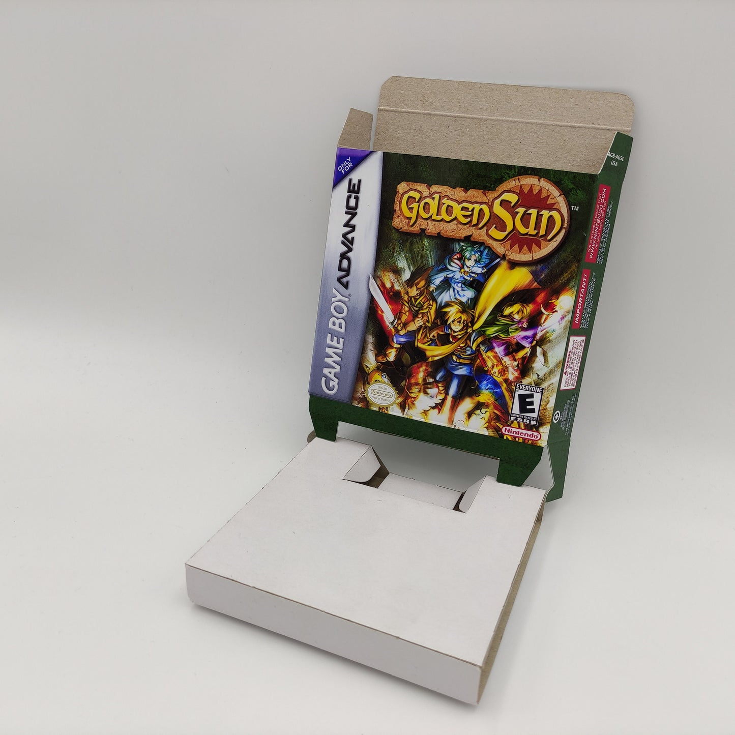 Golden Sun - box with inner tray option - PAL or NTSC - Game Boy Advance/ GBA - thick cardboard. Top Quality !!