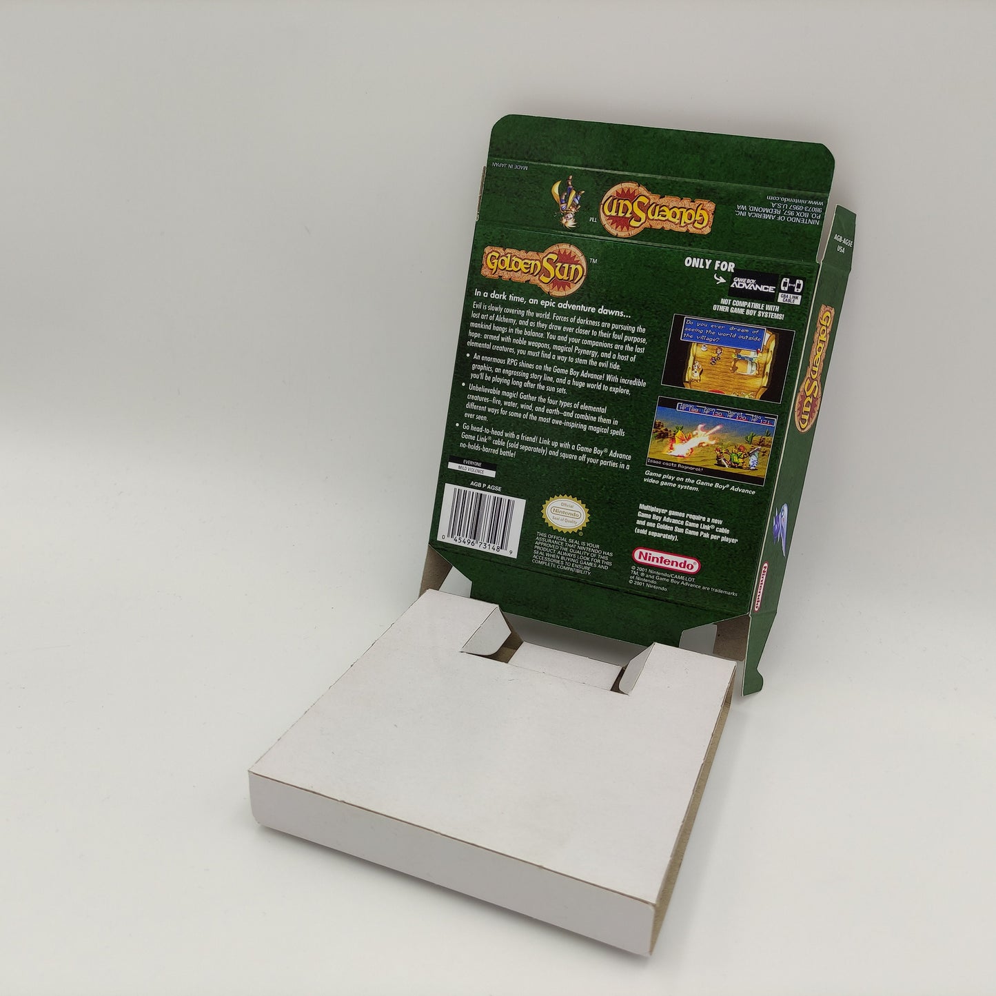 Golden Sun - box with inner tray option - PAL or NTSC - Game Boy Advance/ GBA - thick cardboard. Top Quality !!