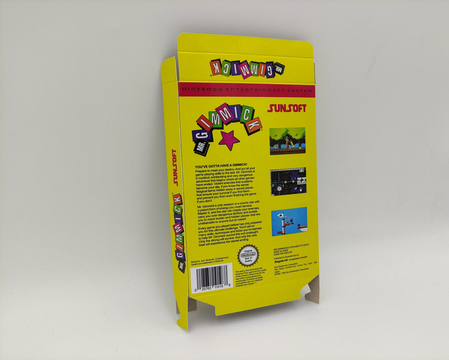 Mr. Gimmick - box replacement only - NES - thick cardboard as in the original. Top Quality !!