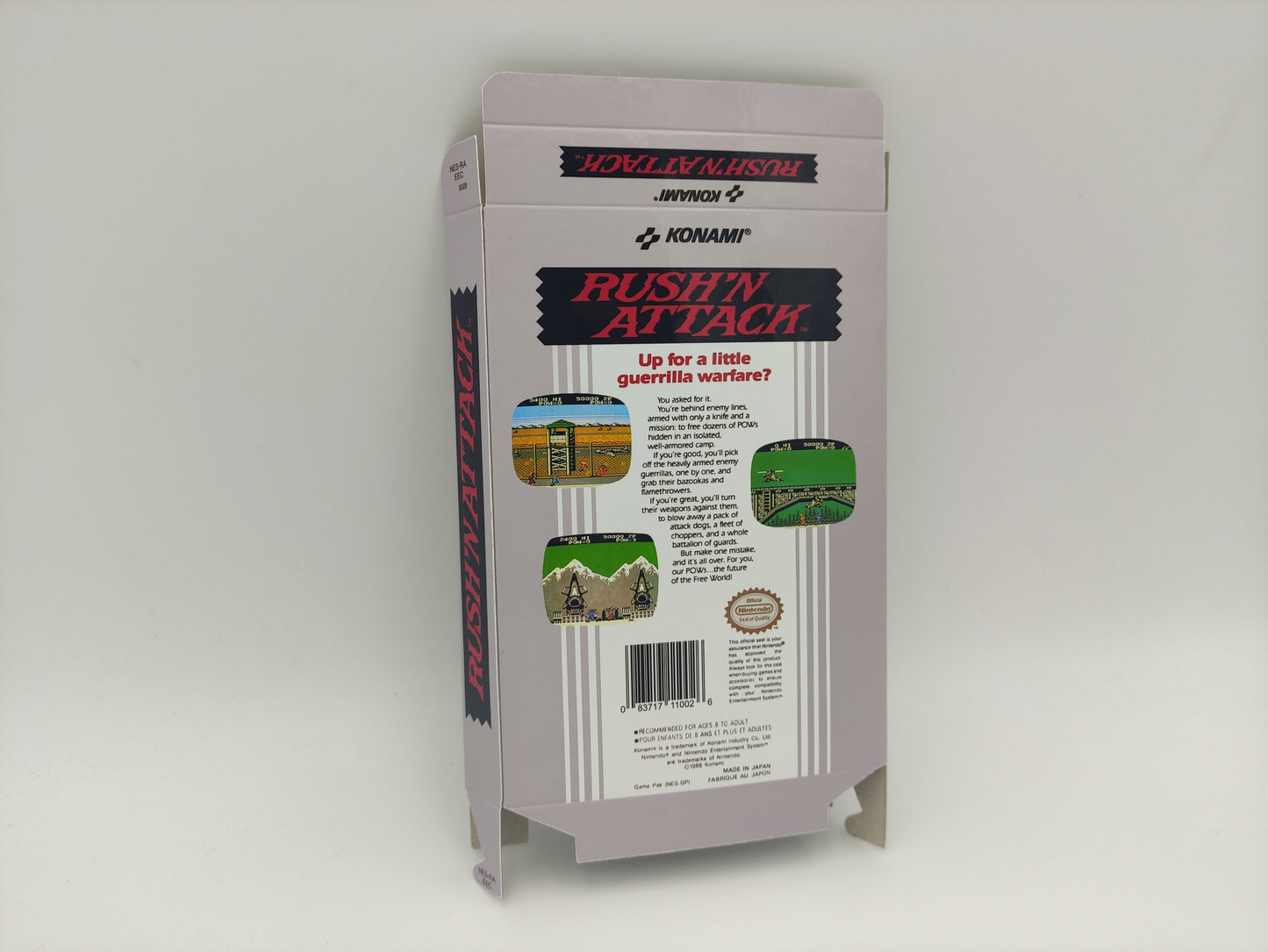 Rush'n Attack - Box Replacement, Dust Cover, Block - NES - PAL - thick cardboard as in the original. Top Quality !