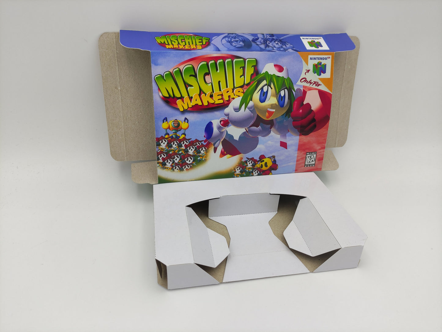 Mischief Makers - box with inner tray option - PAL or NTSC - Nintendo 64 - thick cardboard. Top Quality !!