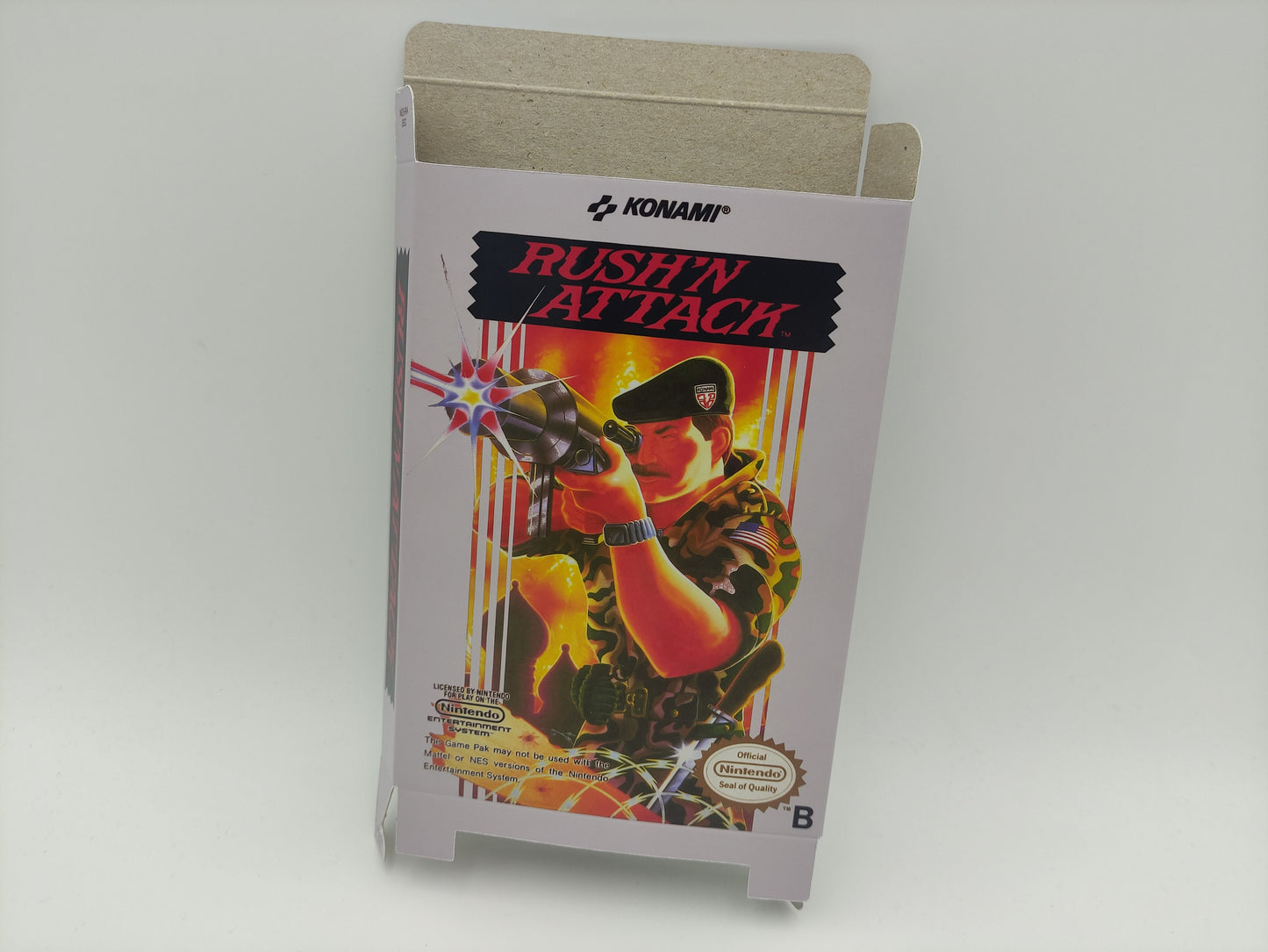 Rush'n Attack - Box Replacement, Dust Cover, Block - NES - PAL - thick cardboard as in the original. Top Quality !