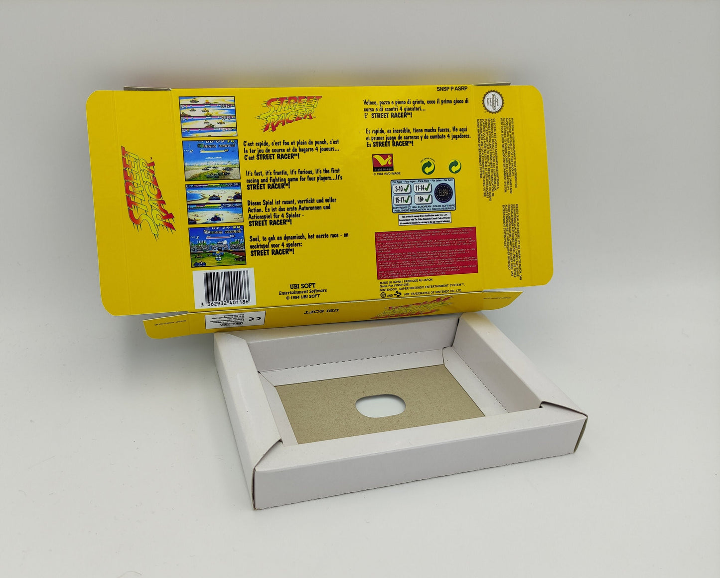 Street Racer - box with inner tray option - PAL region - Super Nintendo/ SNES - thick cardboard.
