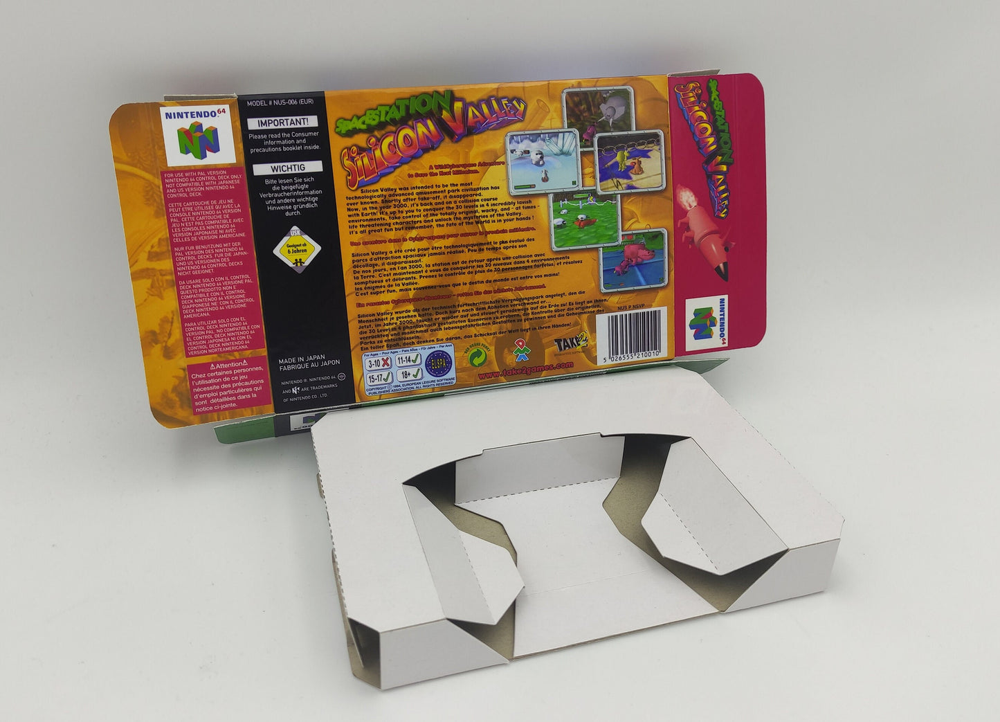 Space Station Silicon Valley - box with insert option - PAL or NTSC - Nintendo 64 - thick cardboard. Top Quality !!