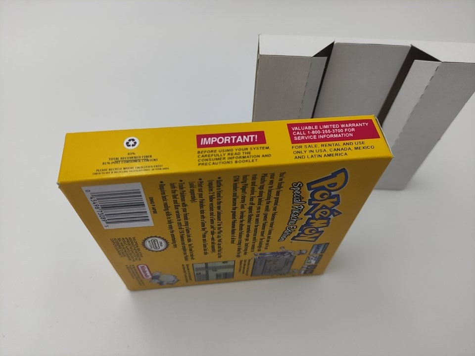 Pokemon Yellow - Box Replacement, Manual, Inner Tray - NTSC, PAL or Australian Pal - Game Boy/ GB - thick cardboard. Top Quality !!