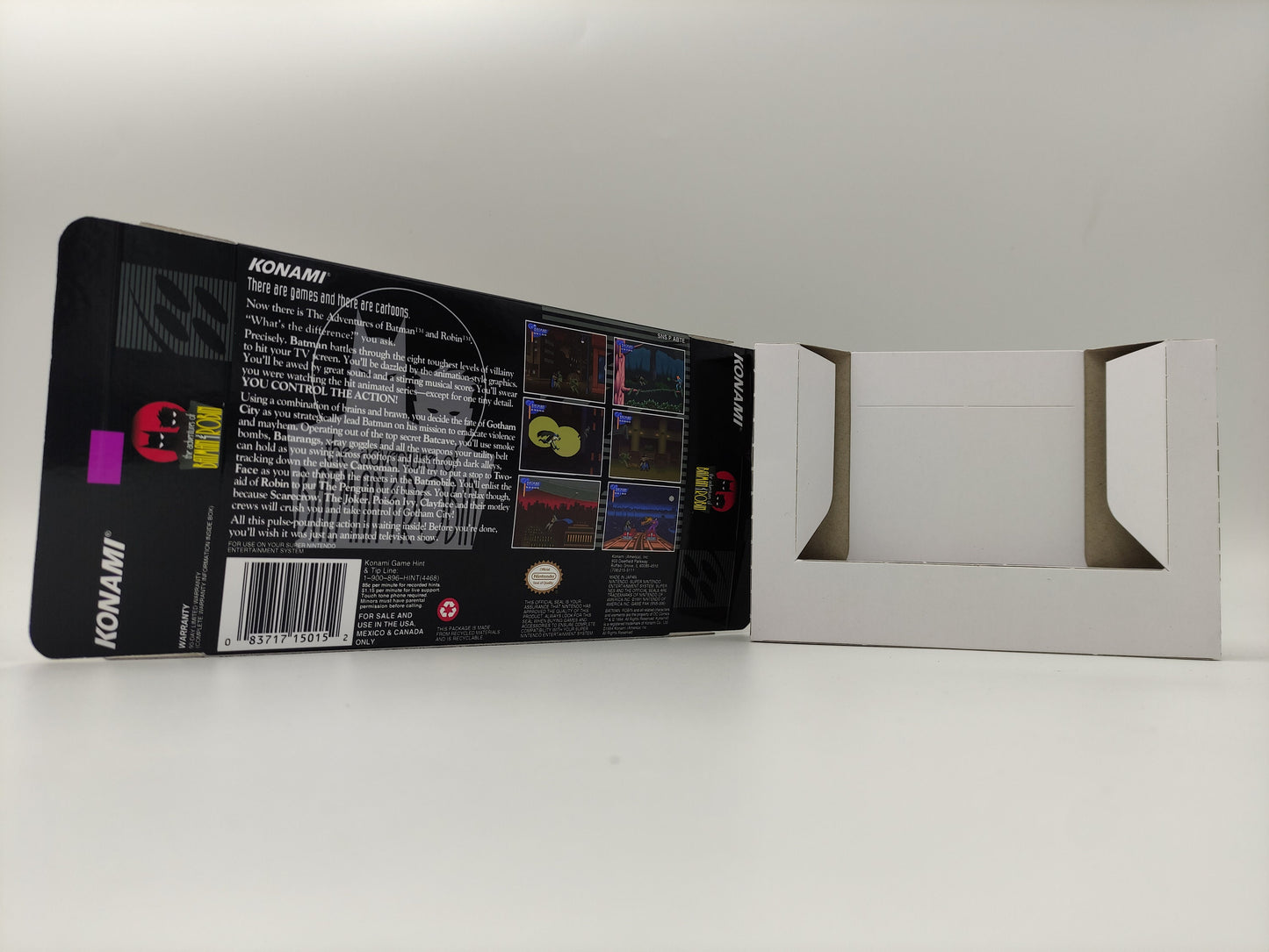 The Adventures of Batman and Robin - NTSC or PAL - box with inner tray option - SNES - thick cardboard as in the original. Top Quality