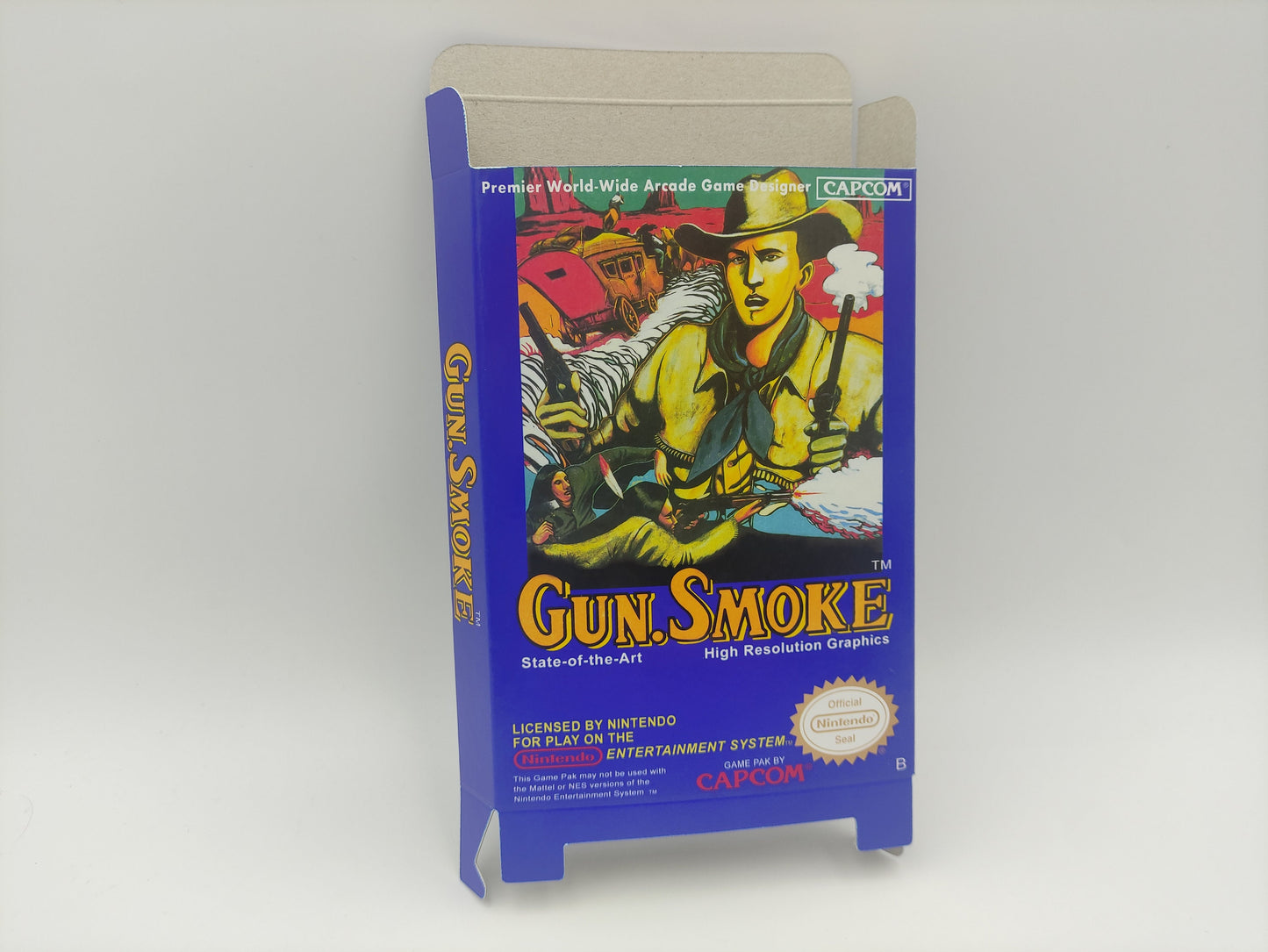 Gun.Smoke - Box only - NES - PAL - thick cardboard as in the original. Top Quality !
