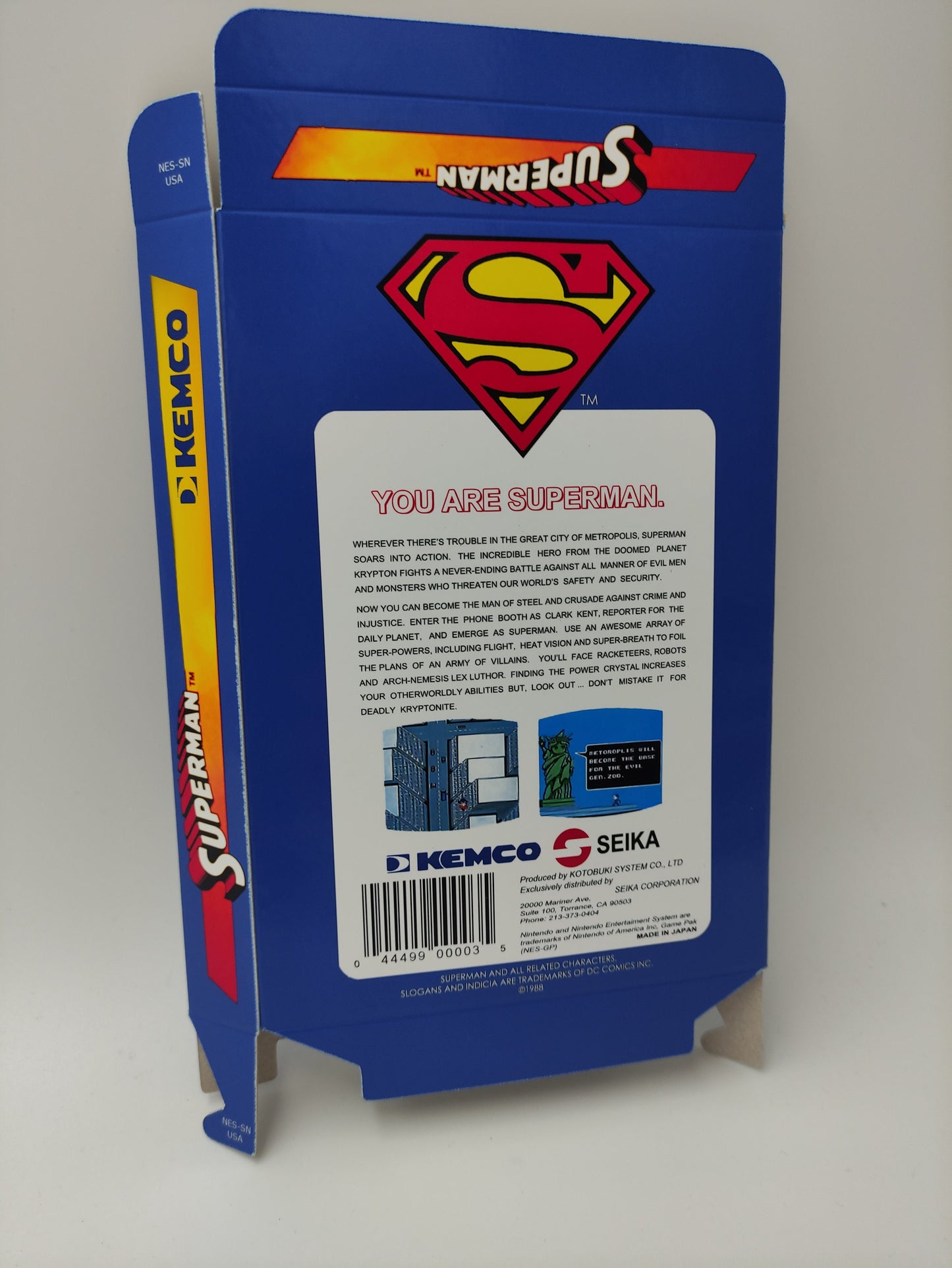 Superman - box replacement only - NES - thick cardboard as in the original. Top Quality !!