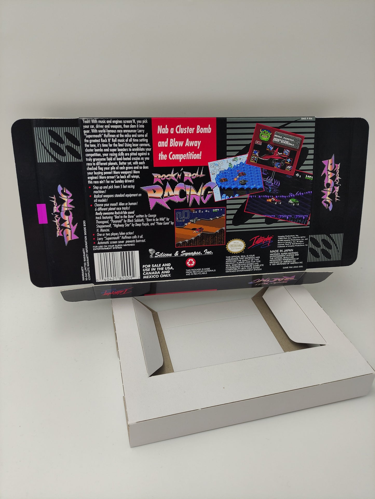 Rock 'N Racing - box with inner tray option - PAL or NTSC region - Super Nintendo/ SNES - thick cardboard. Top Quality !