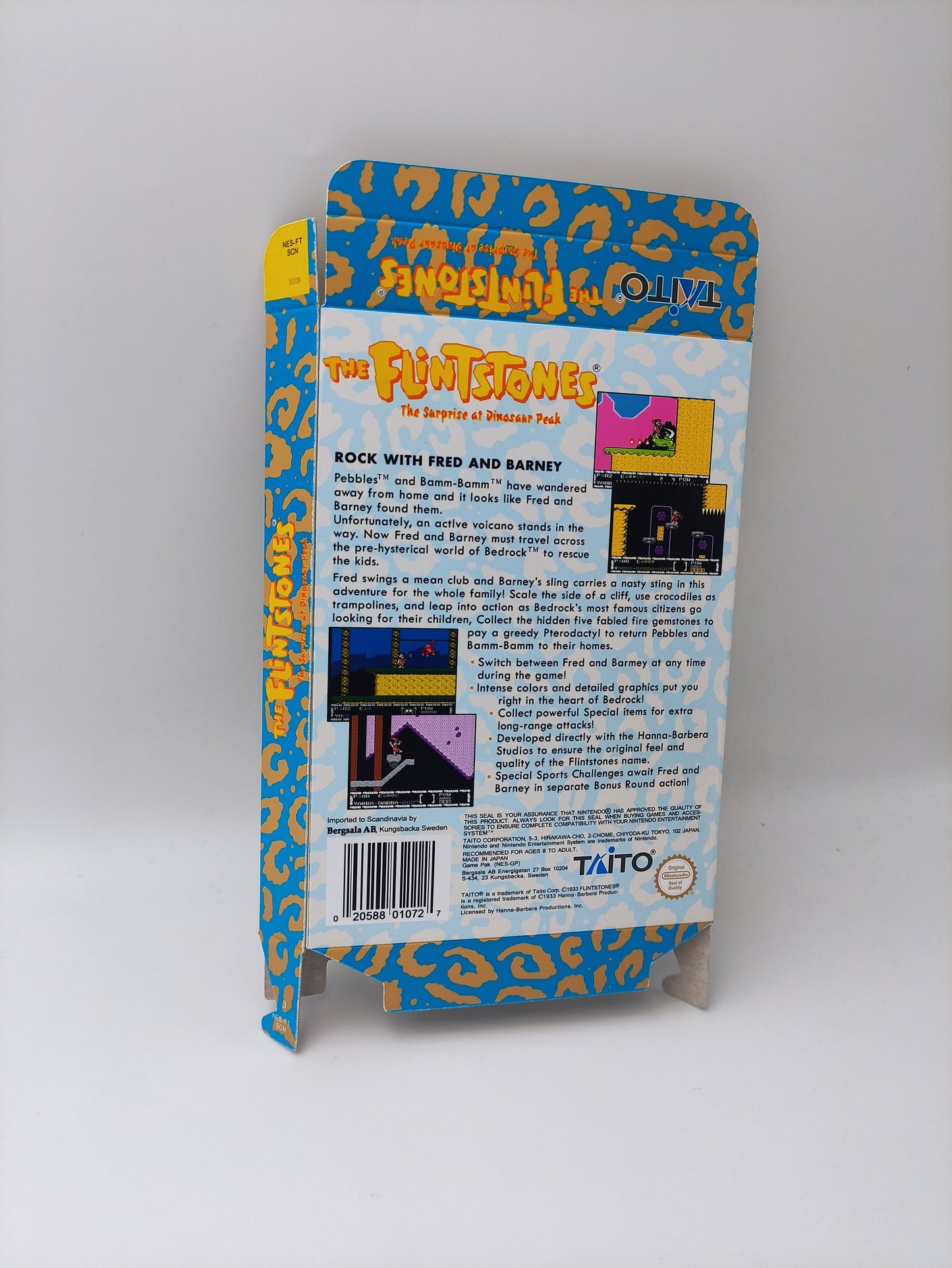 The Flintstones: The Surprise at Dinosaur Peak, The - PAL or NTSC - NES - Box Replacement, Dust Cover, Block - thick cardboard. Top Quality !!