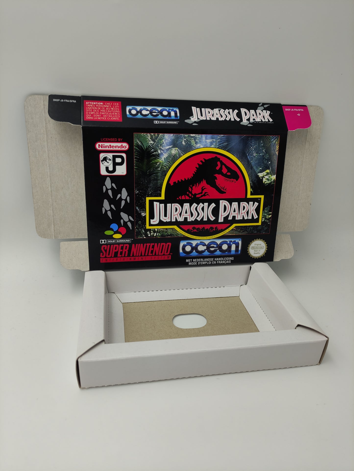 Jurassic Park - box with insert option - PAL or NTSC region - Super Nintendo/ SNES - thick cardboard.