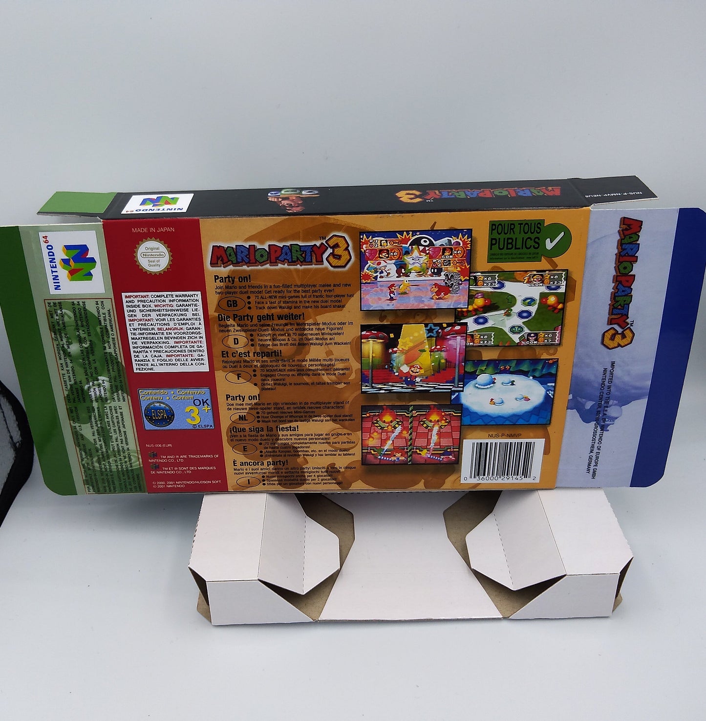 Mario Party 3 - box with inner tray option - PAL, Australian PAL or NTSC - Nintendo 64/ N64 - thick cardboard as in the original.