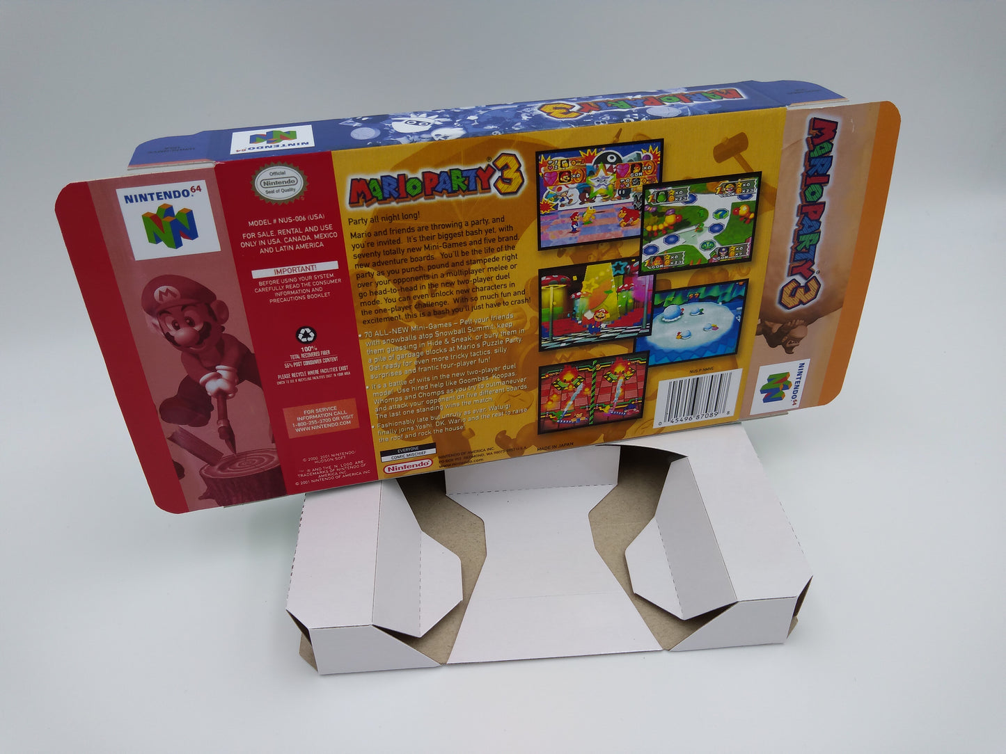 Mario Party 3 - box with inner tray option - PAL, Australian PAL or NTSC - Nintendo 64/ N64 - thick cardboard as in the original.