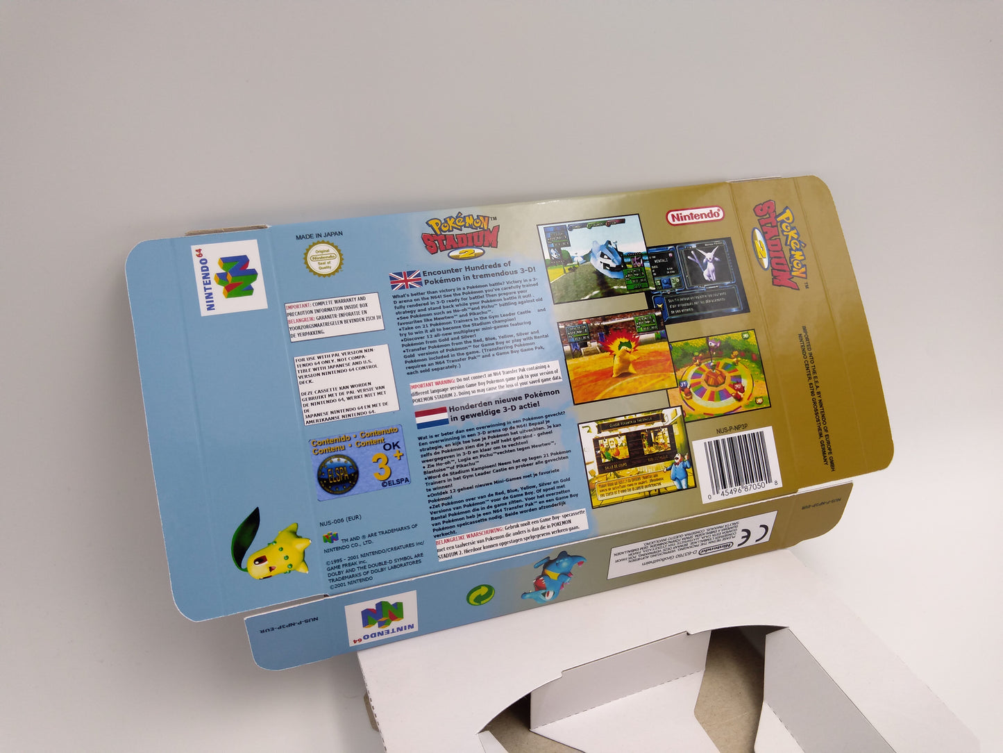 Pokemon Stadium 2 - PAL or NTSC - box with inner tray option - Nintendo 64 - thick cardboard as in the original. Top Quality !