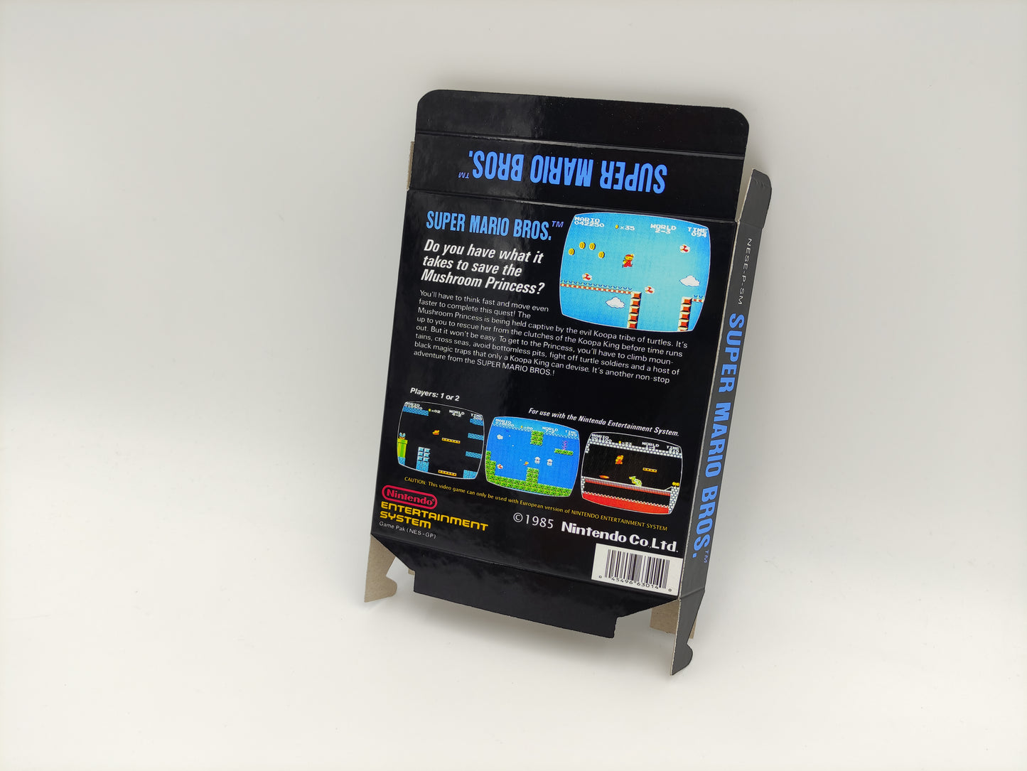 Super Mario Bros - Replacement Box, Manual, Dust Cover, Block - NTSC or PAL - NES - thick cardboard as in the original. Top Quality !