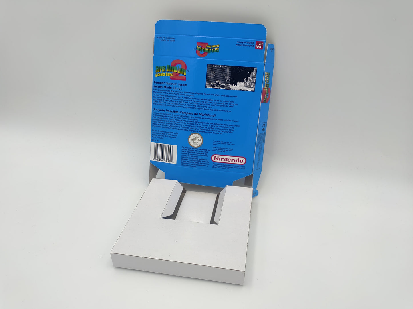 Super Mario Land 2 - Replacement Box, Manual, inner tray - Game Boy/ GB - PAL or NTSC. thick cardboard. Top Quality !!