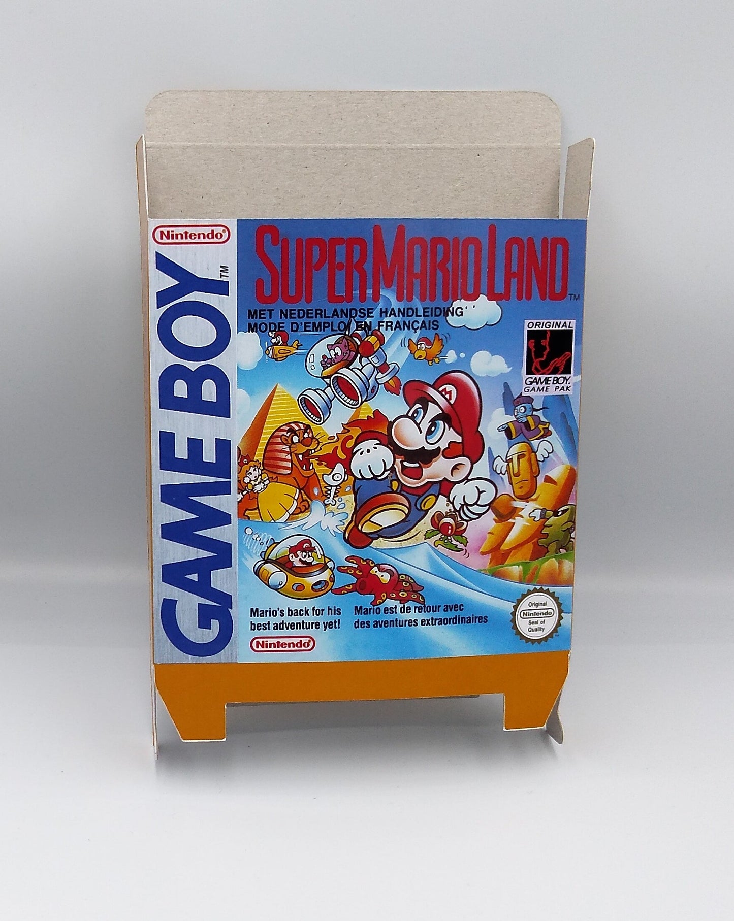 Super Mario Land - Box Replacement, Manual, Inner Tray - PAL or NTSC - Game Boy/ GB - thick cardboard. Top Quality !!