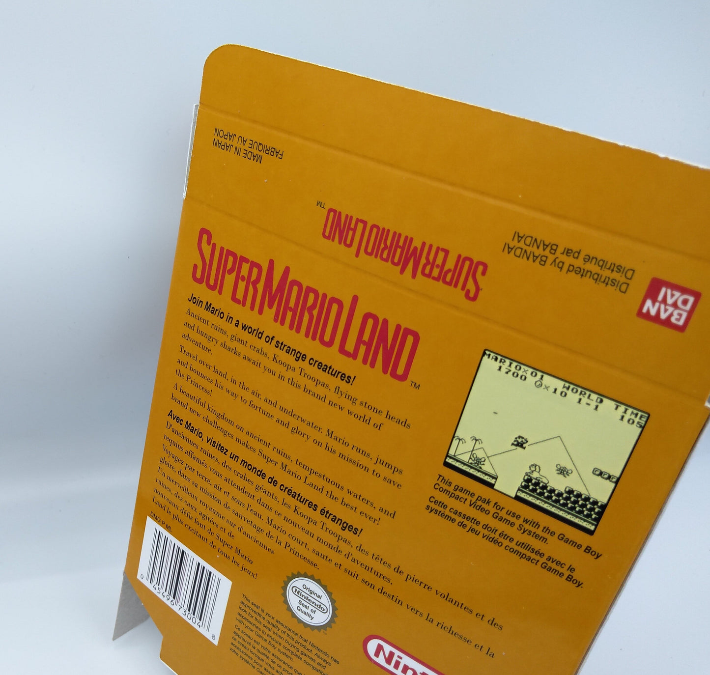 Super Mario Land - Box Replacement, Manual, Inner Tray - PAL or NTSC - Game Boy/ GB - thick cardboard. Top Quality !!