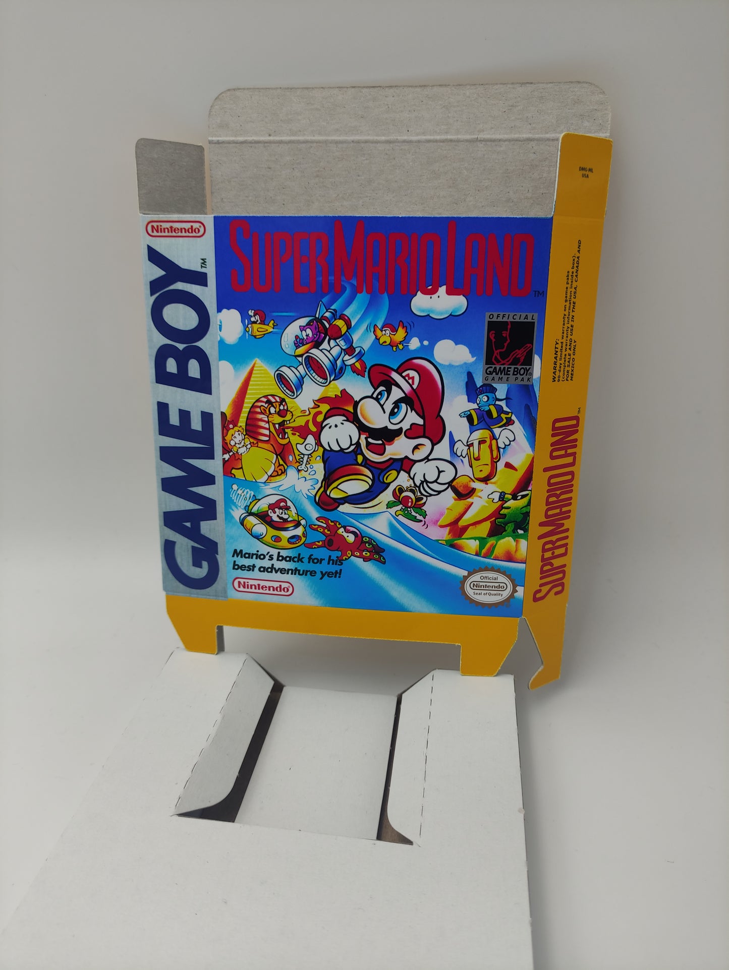 Super Mario Land - Box Replacement, Manual, Inner Tray - PAL or NTSC - Game Boy/ GB - thick cardboard. Top Quality !!