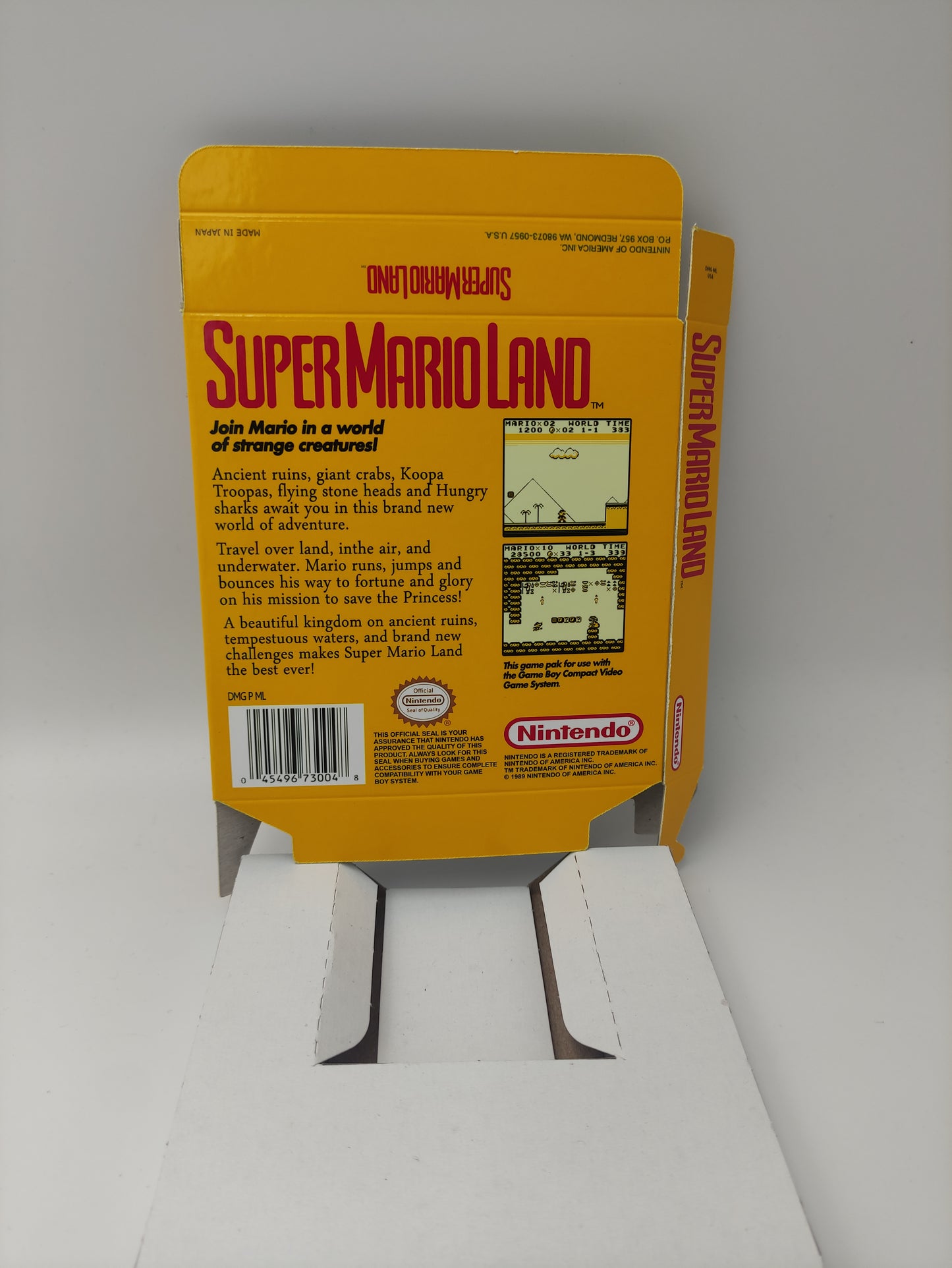 Super Mario Land - Box Replacement, Manual, Inner Tray - PAL or NTSC - Game Boy/ GB - thick cardboard. Top Quality !!