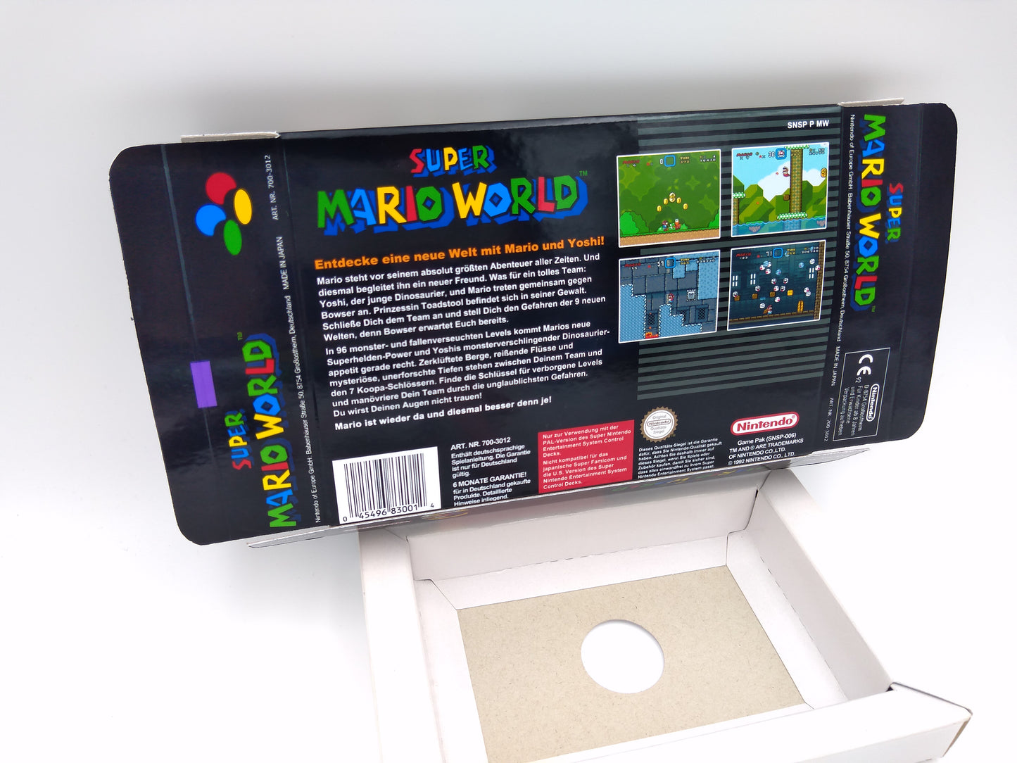 Super Mario World - NTSC or PAL - box replacement with inner tray option - SNES - thick cardboard as in the original. HQ!