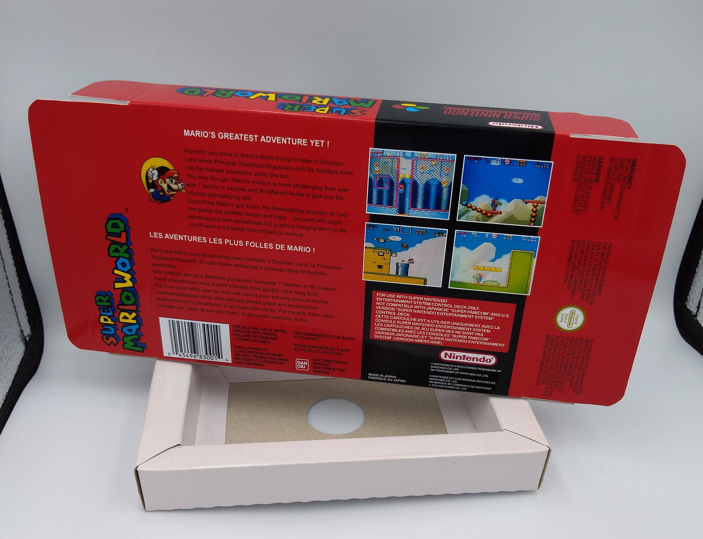 Super Mario World - NTSC or PAL - box replacement with inner tray option - SNES - thick cardboard as in the original. HQ!