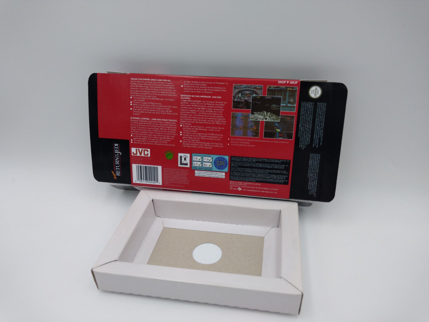 Super Star Wars Return of the Jedi - NTSC or PAL -box with inner tray option - SNES - thick cardboard as in the original.