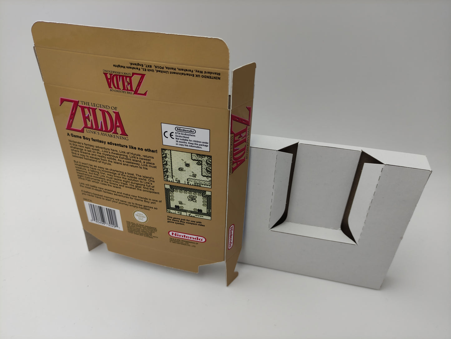 The Legend of Zelda Link's Awakening - Replacement Box, Manual, Inner Tray - Game Boy/ GB - PAL or NTSC - thick cardboard. Top Quality !!