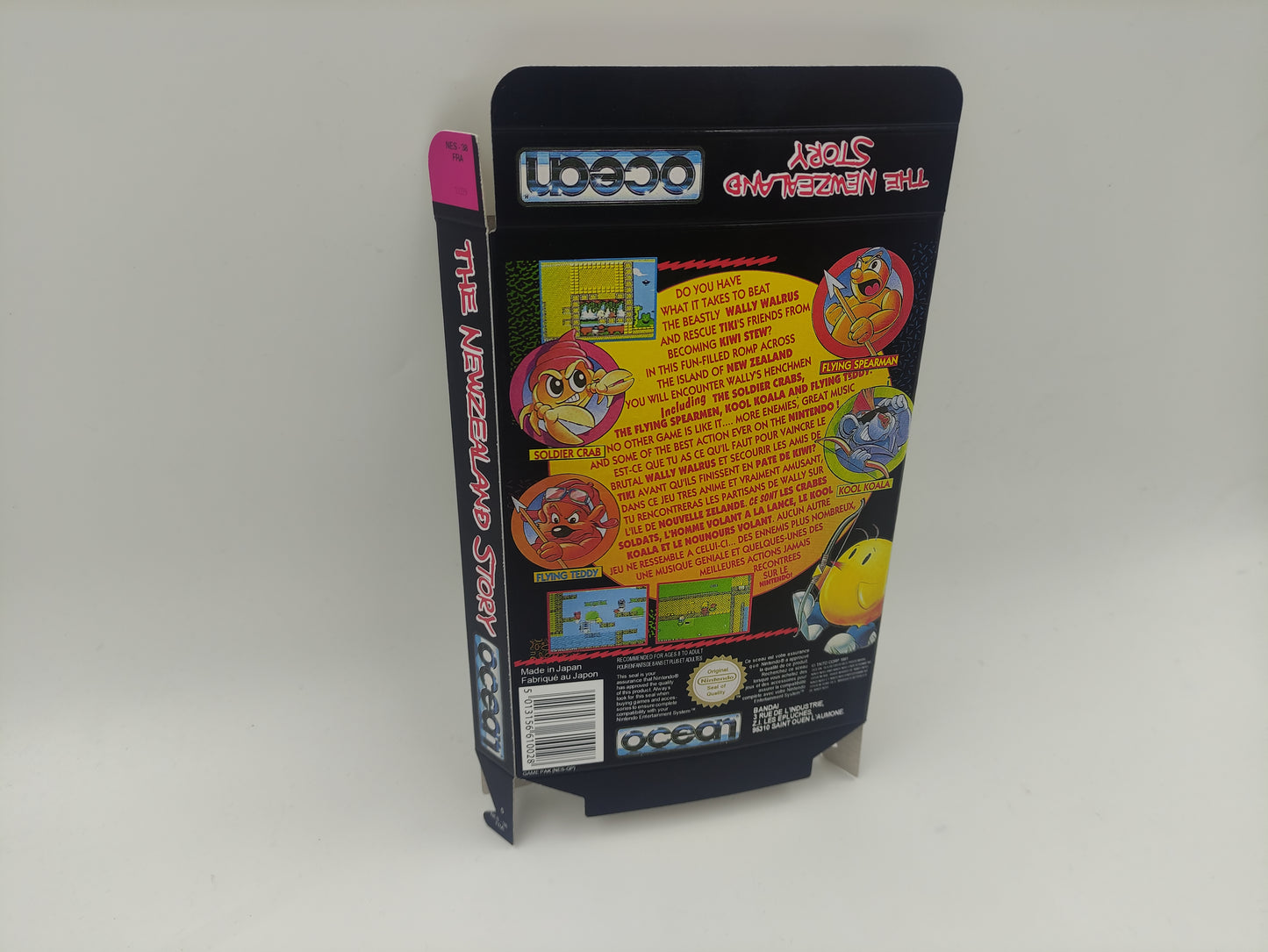 The Newzealand Story - Box Replacement, Dust Cover, Block - NES - thick cardboard as in the original. Top Quality !